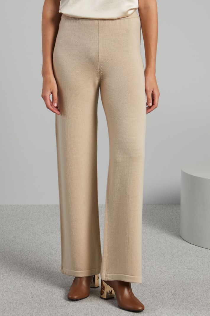 Pantaloni in maglia di lana - BEIGE - Fashion Market - 2