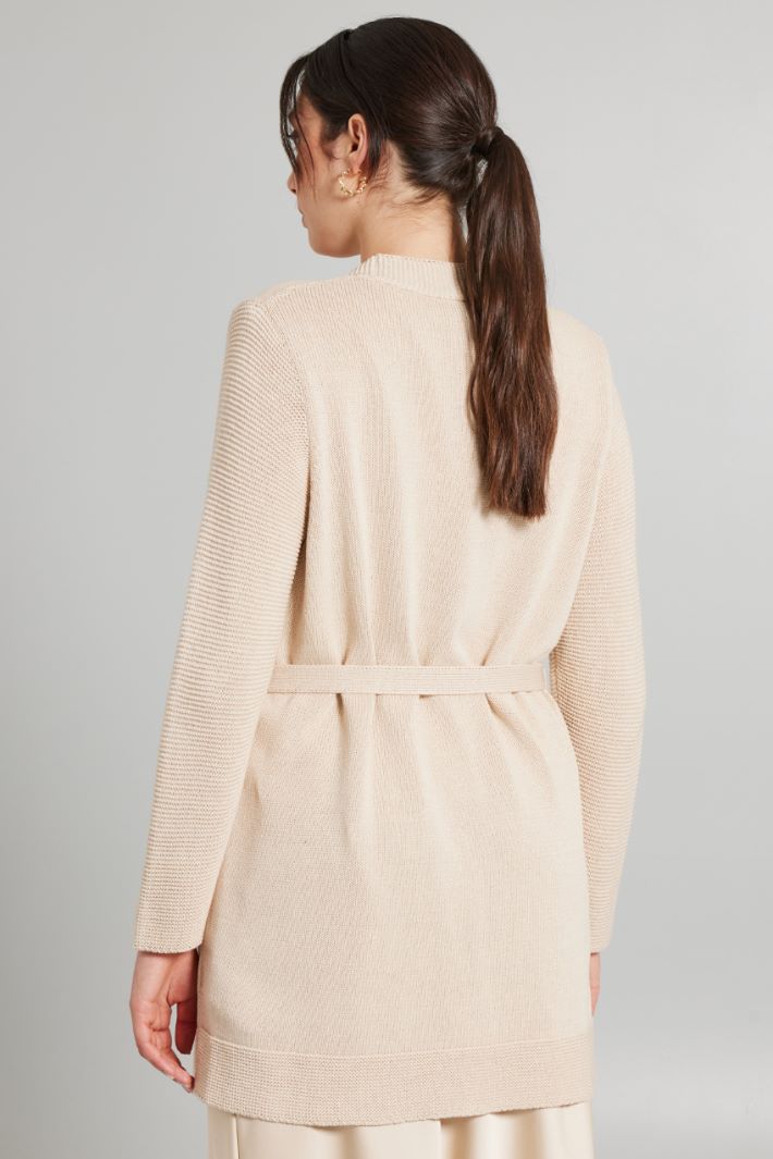 Cardigan lungo in cotone - BEIGE CHIARO - Fashion Market - 4