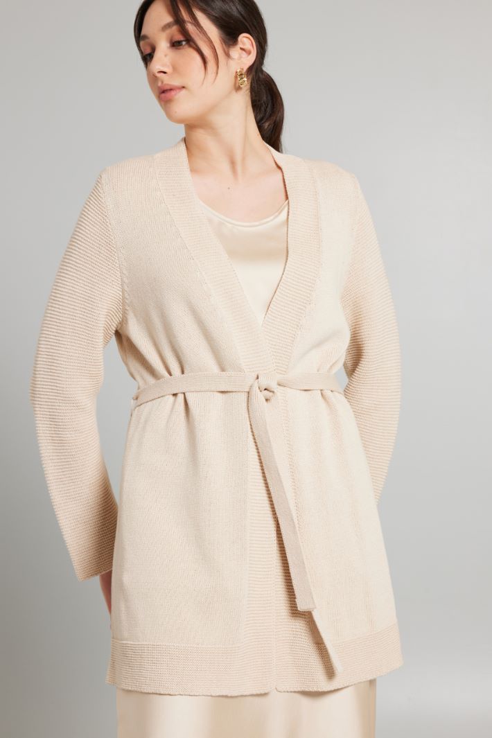 Cardigan lungo in cotone - BEIGE CHIARO - Fashion Market - 2