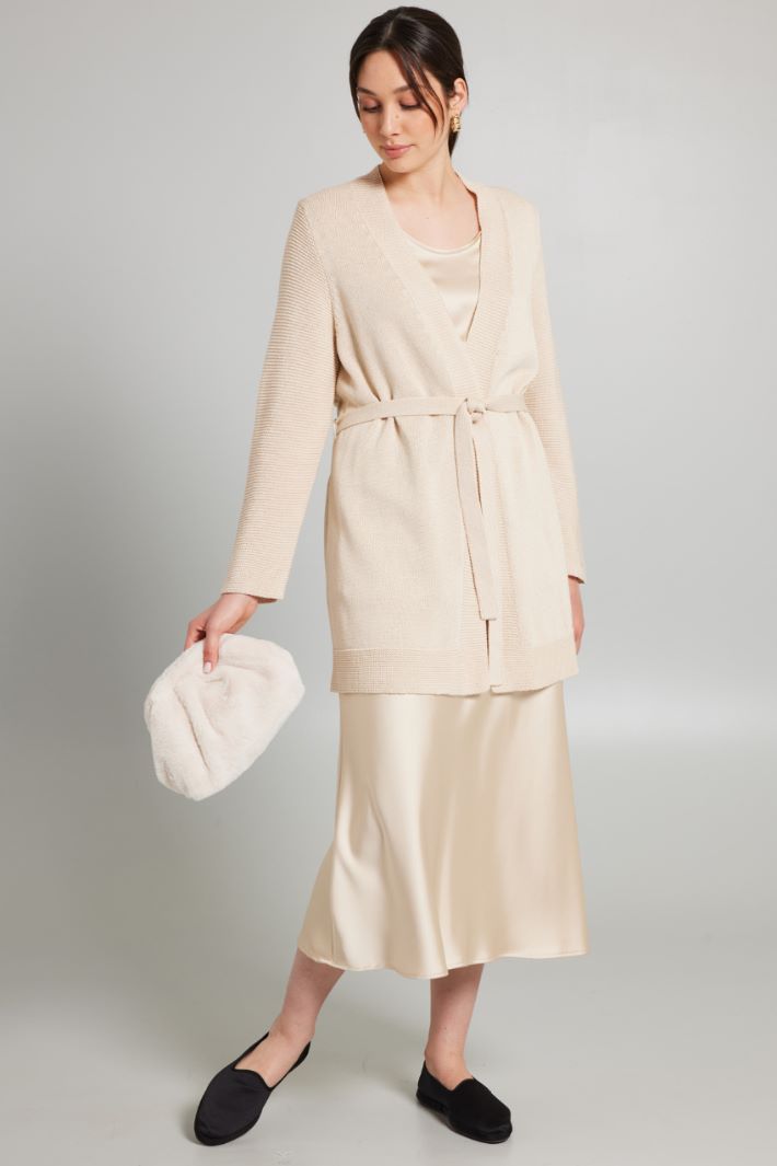Cardigan lungo in cotone - BEIGE CHIARO - Fashion Market