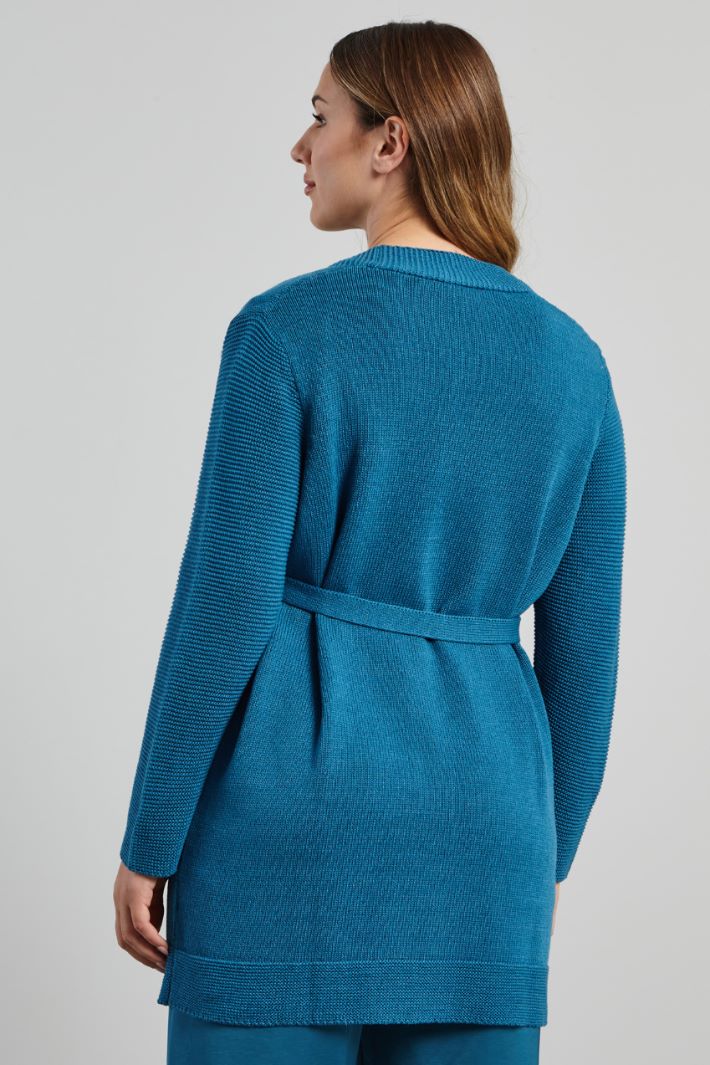 Cardigan lungo in cotone - PETROLIO - Fashion Market - 4