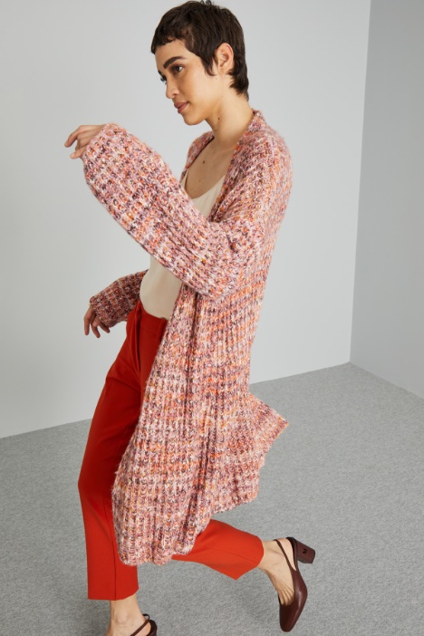 Cardigan in mouliné con cintura - Fashion Market
