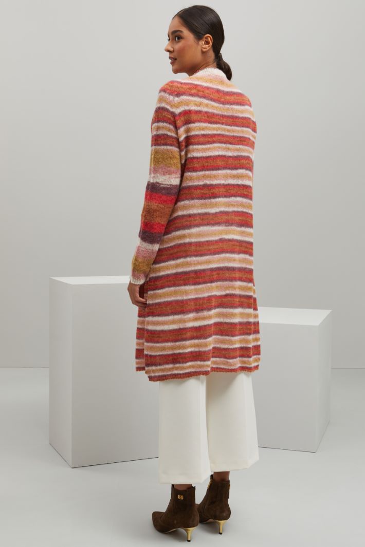 Cardigan in lana e alpaca - MALVA BIANCO ROSSO - Fashion Market - 4