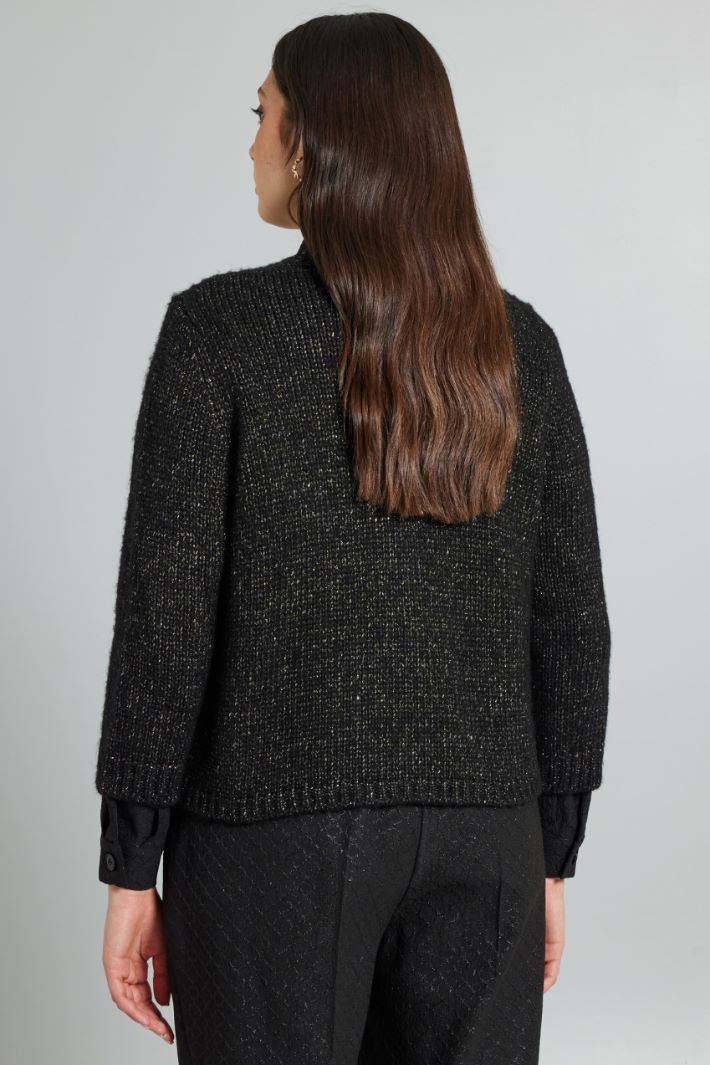 Cardigan traforato lamè - NERO - Fashion Market - 4