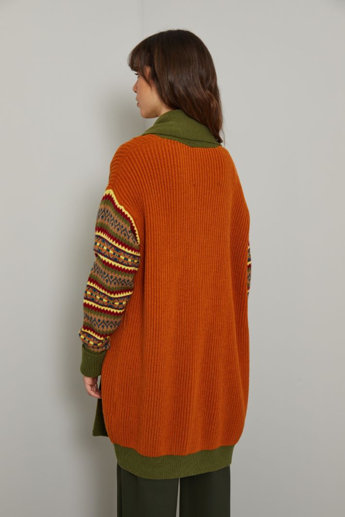 Cardigan lungo in lana - OCRA VERDE KAKI - Fashion Market - 4