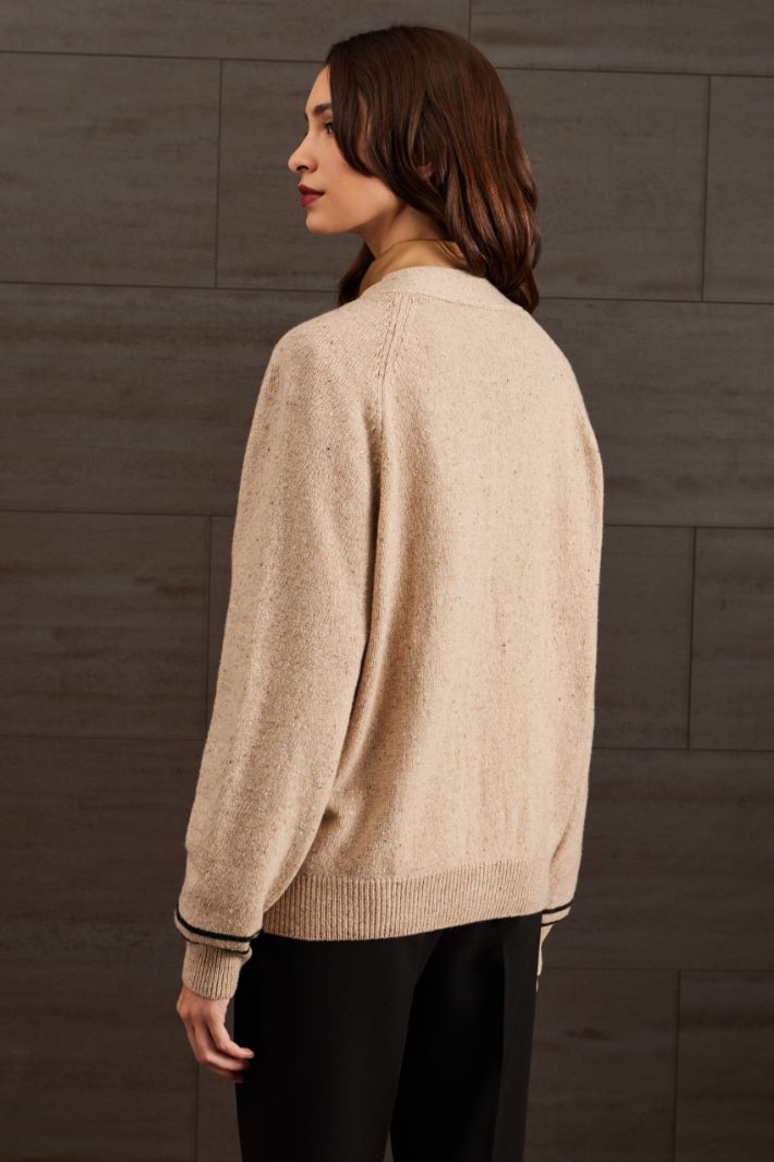 Cardigan in lana - NOCCIOLA NERO - Fashion Market - 4
