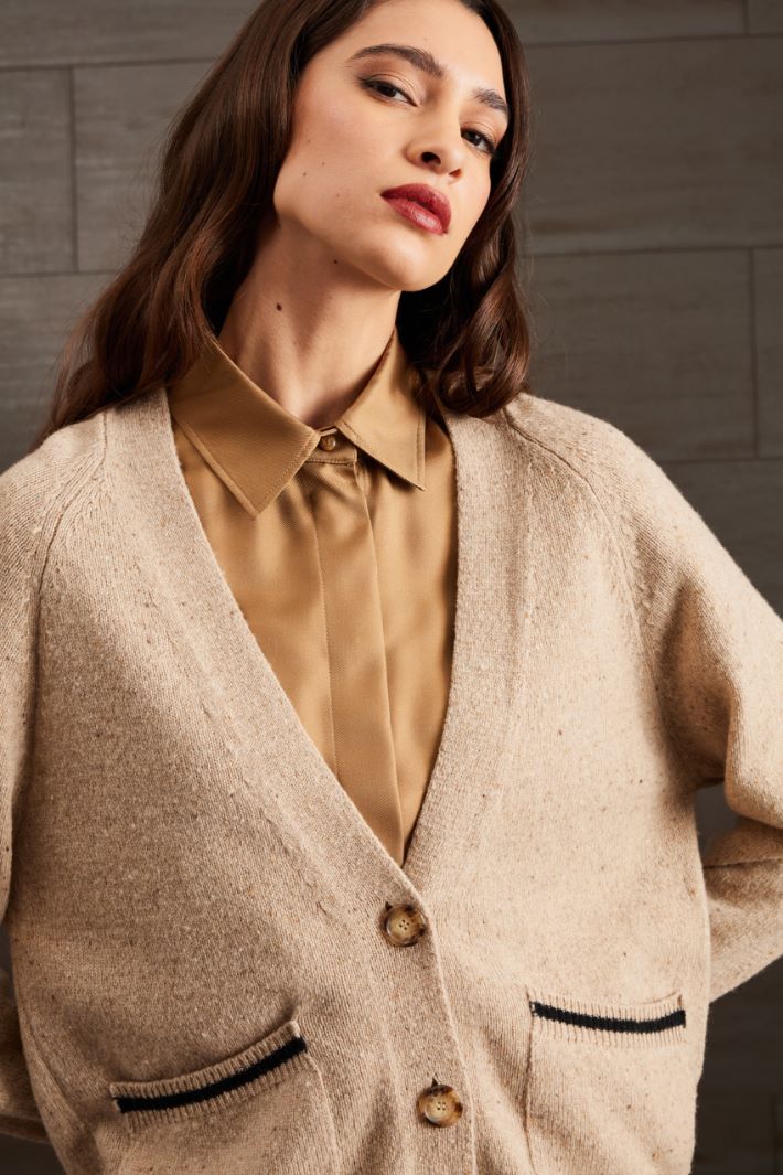 Cardigan in lana - NOCCIOLA NERO - Fashion Market - 3