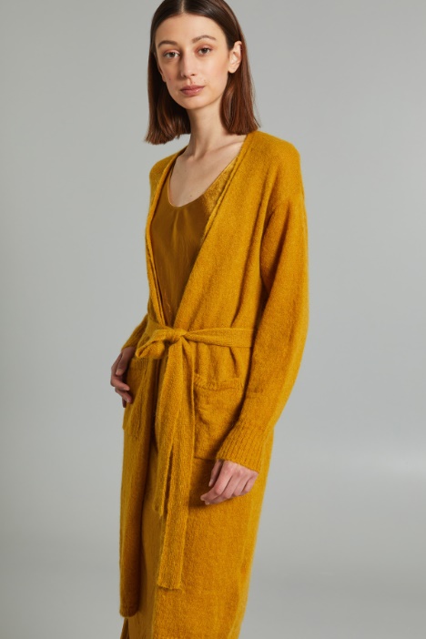 Cardigan lungo con cintura - Fashion Market
