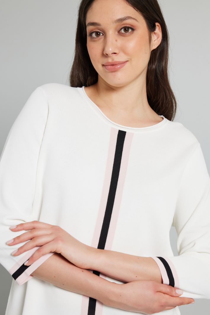Maglia dritta in jersey crépe - BIANCO NERO ROSA - Fashion Market - 3