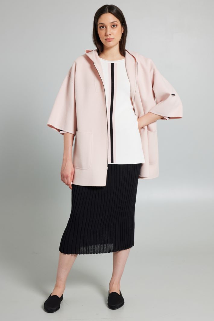 Maglia dritta in jersey crépe - BIANCO NERO ROSA - Fashion Market