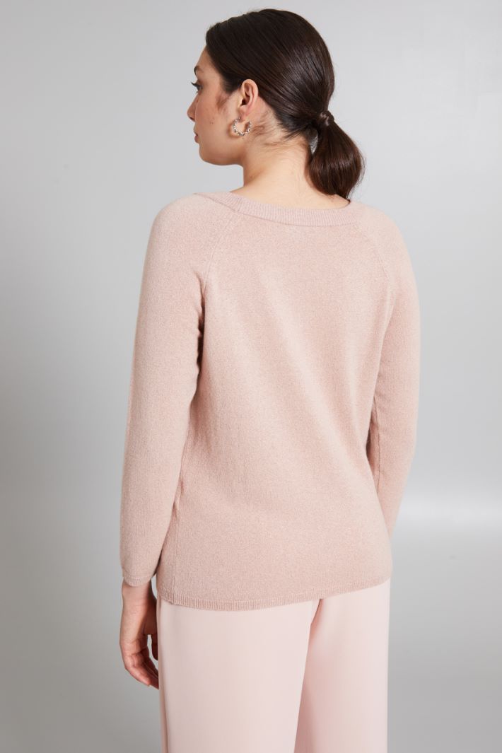 Maglia lamè con cut out - ROSA POLVERE - Fashion Market - 4
