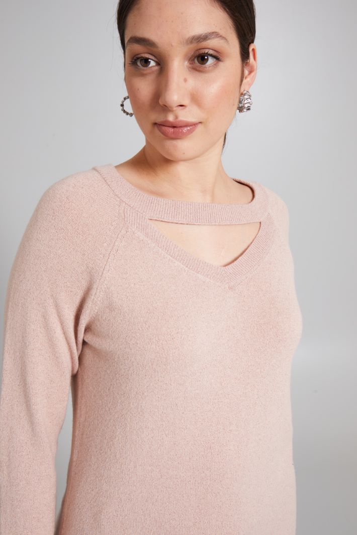 Maglia lamè con cut out - ROSA POLVERE - Fashion Market - 3