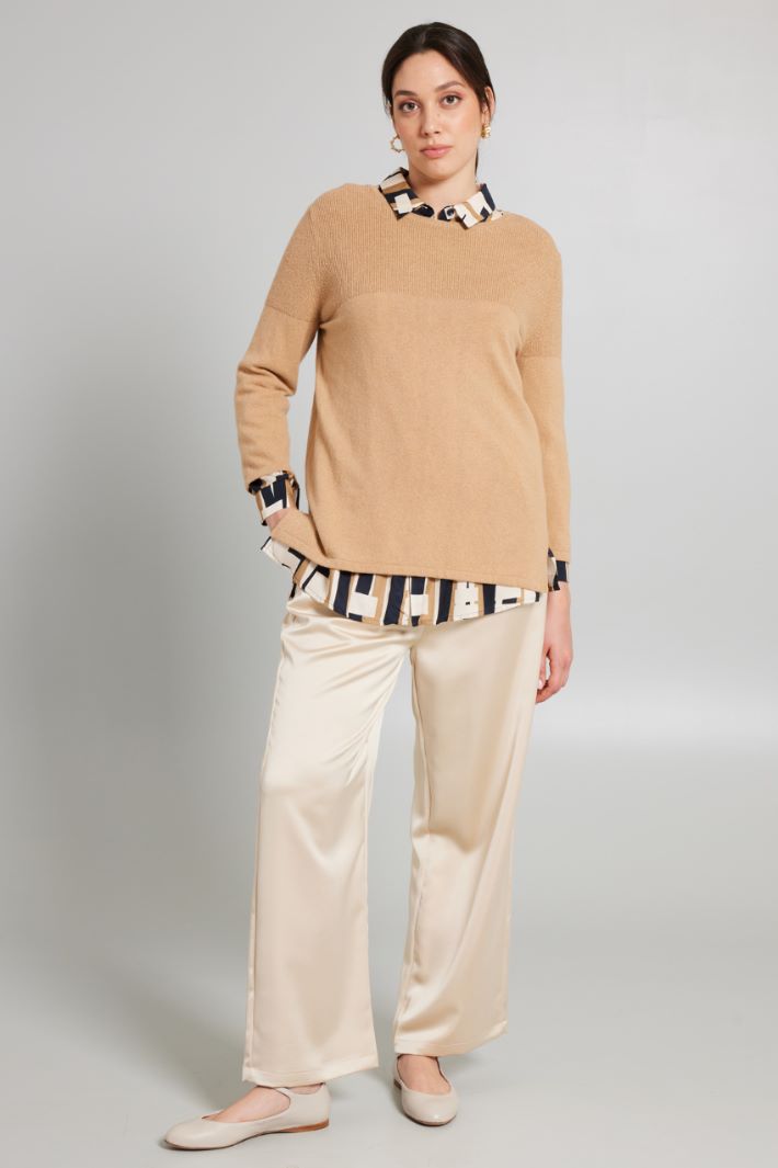 Maglia con carré lamè - CAMMELLO - Fashion Market