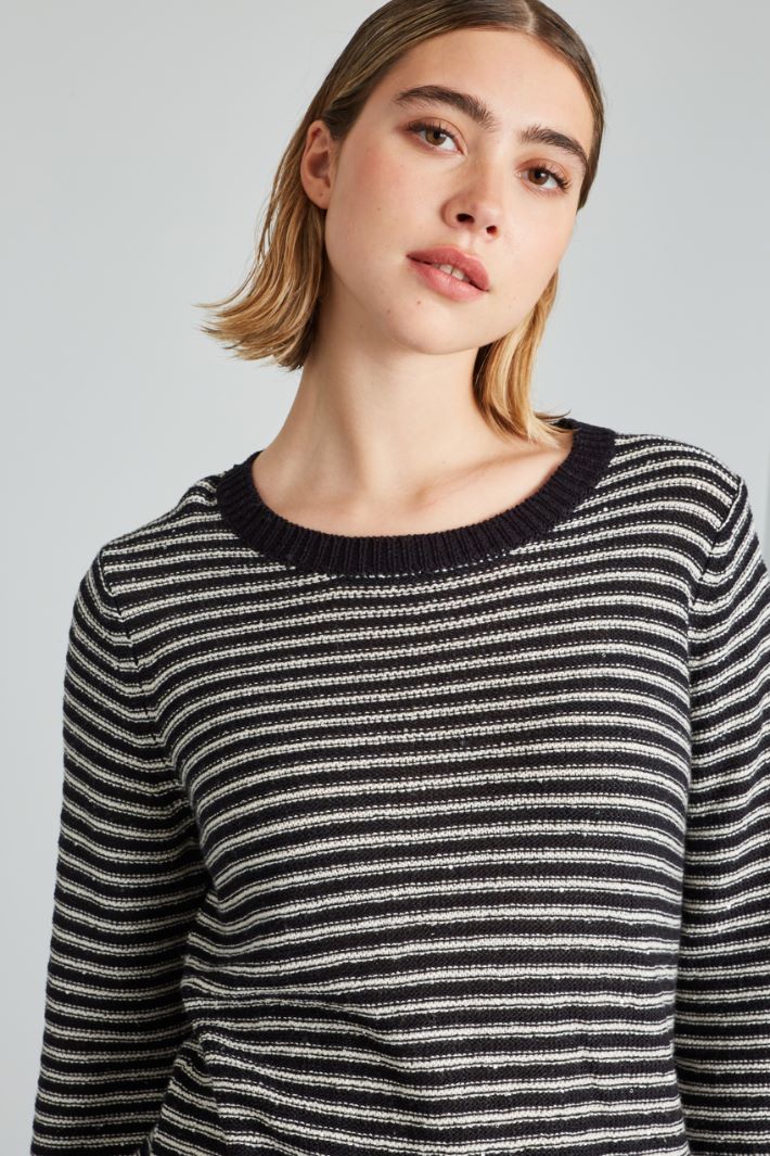 Maglia in cotone con paillettes - NERO BIANCO - Fashion Market - 3