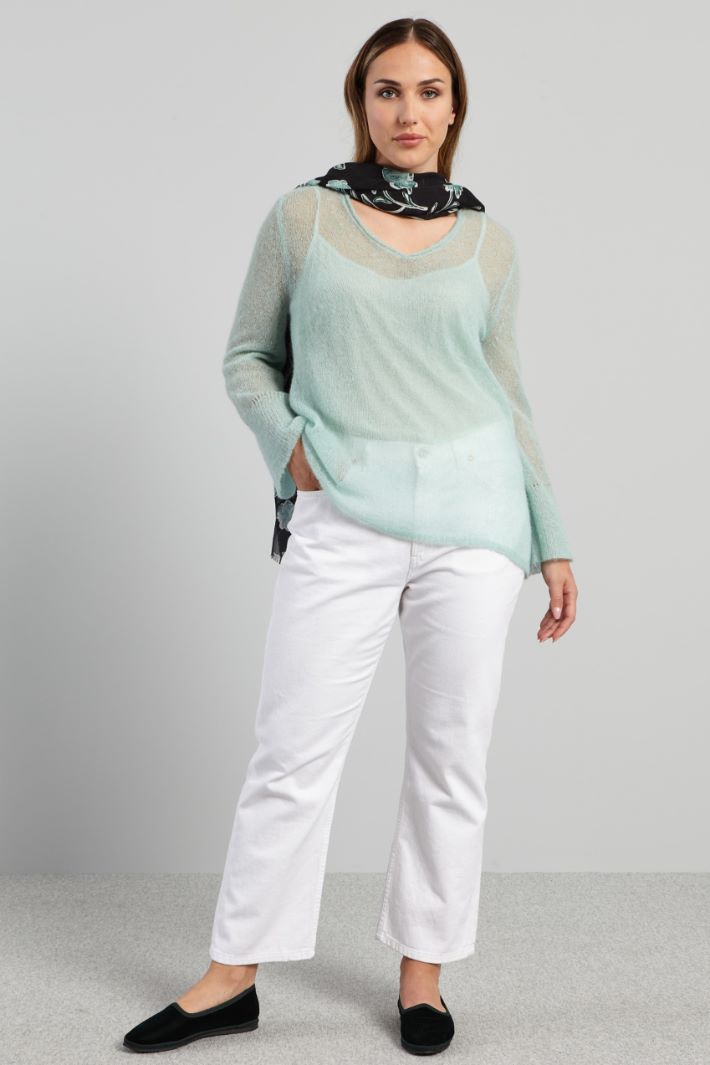 Maglia in mohair garzato - ACQUAMARINA - Fashion Market