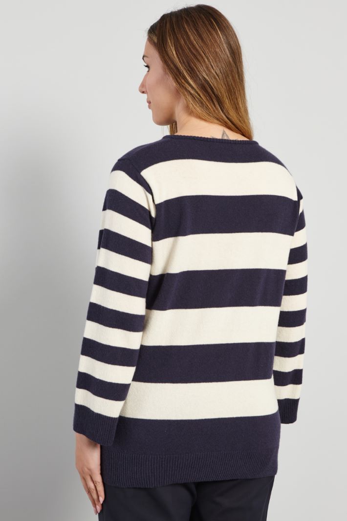 Maglia a intarsio - BLU NOTTE BIANCO - Fashion Market - 4