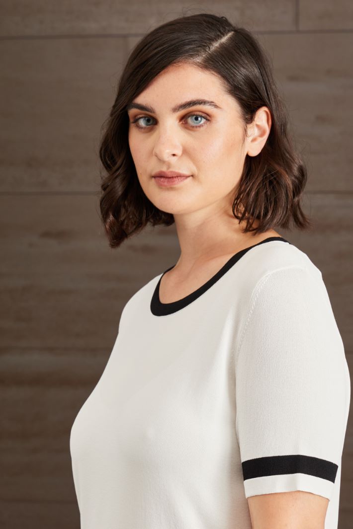 Maglia in viscosa  - BIANCO NERO - Fashion Market - 3
