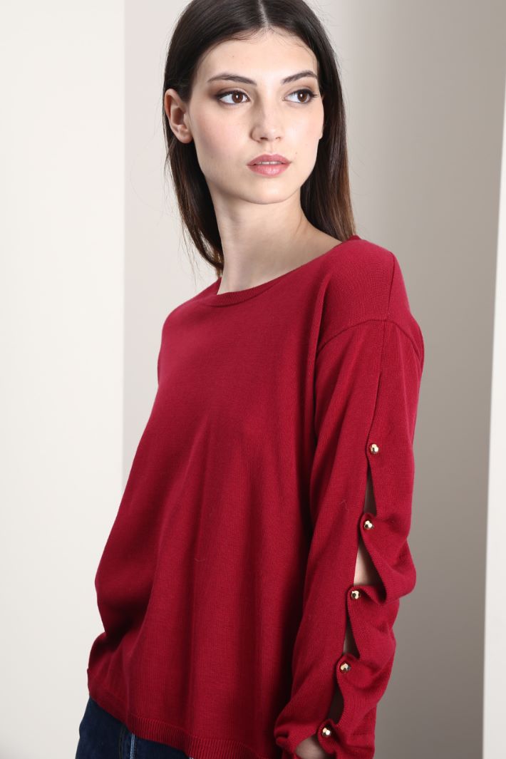 Maglia traforata con perline - BORDEAUX - Fashion Market - 3