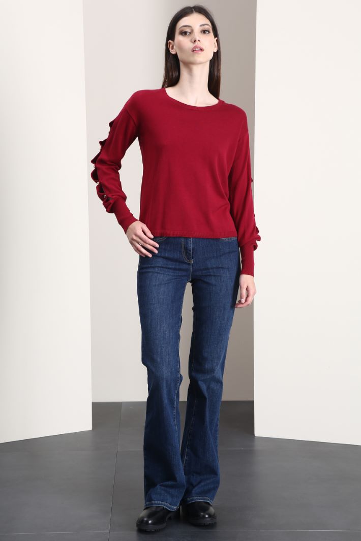 Maglia traforata con perline - BORDEAUX - Fashion Market
