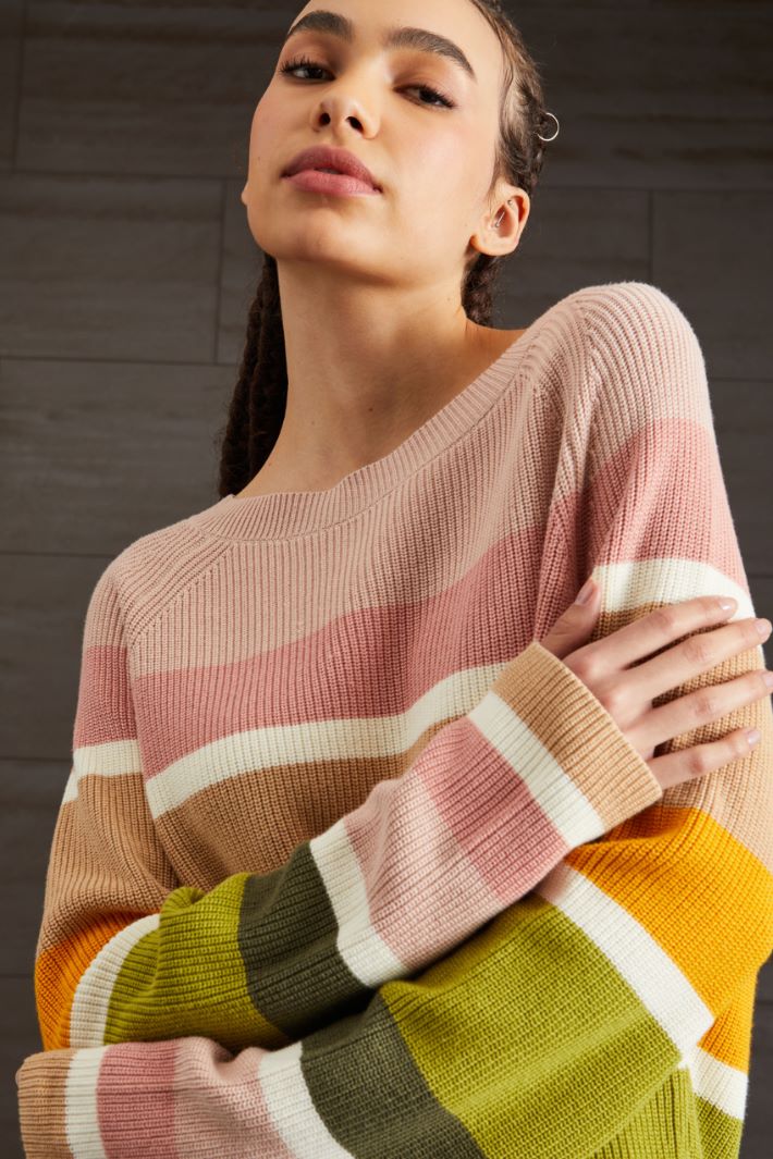 Maglia in cotone - ROSA VERDE ARANCIONE - Fashion Market - 3