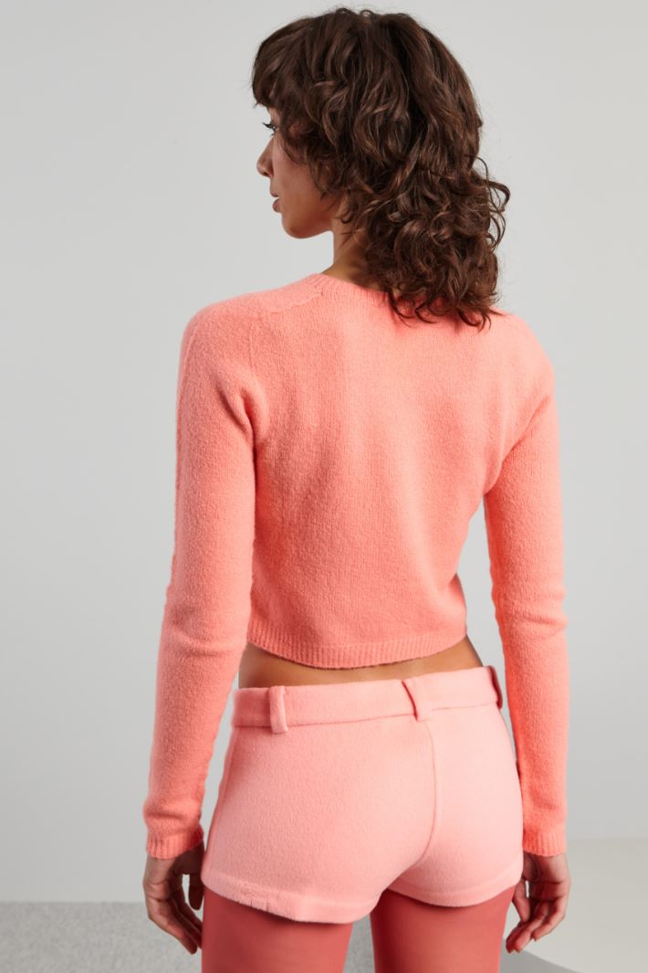Maglia cropped in lana - ROSA ACCESO - Fashion Market - 4