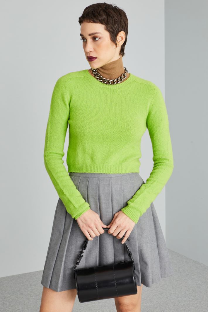 Maglia cropped in lana - VERDE LIME - Fashion Market - 2