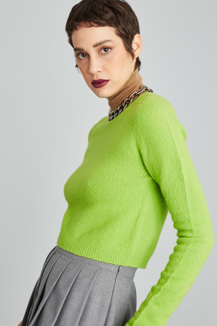 Maglia cropped in lana - VERDE LIME - Fashion Market - 3