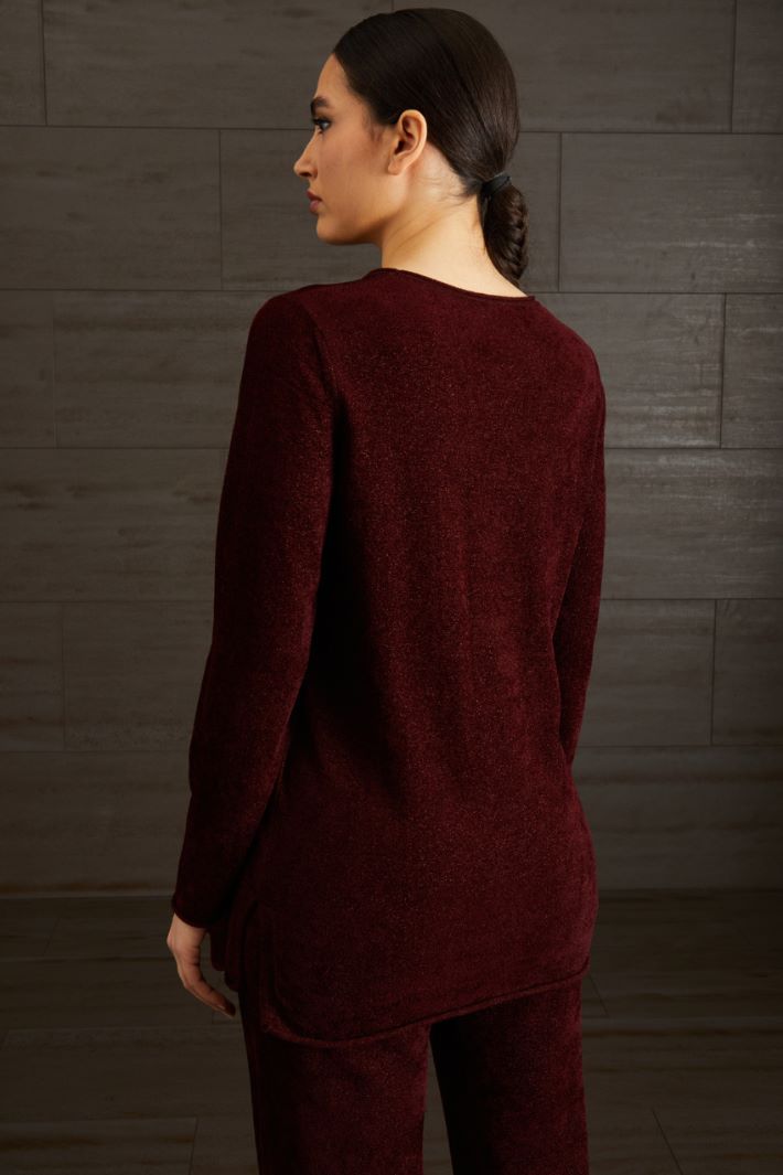 Maglia in ciniglia lamè - BORGOGNA - Fashion Market - 4