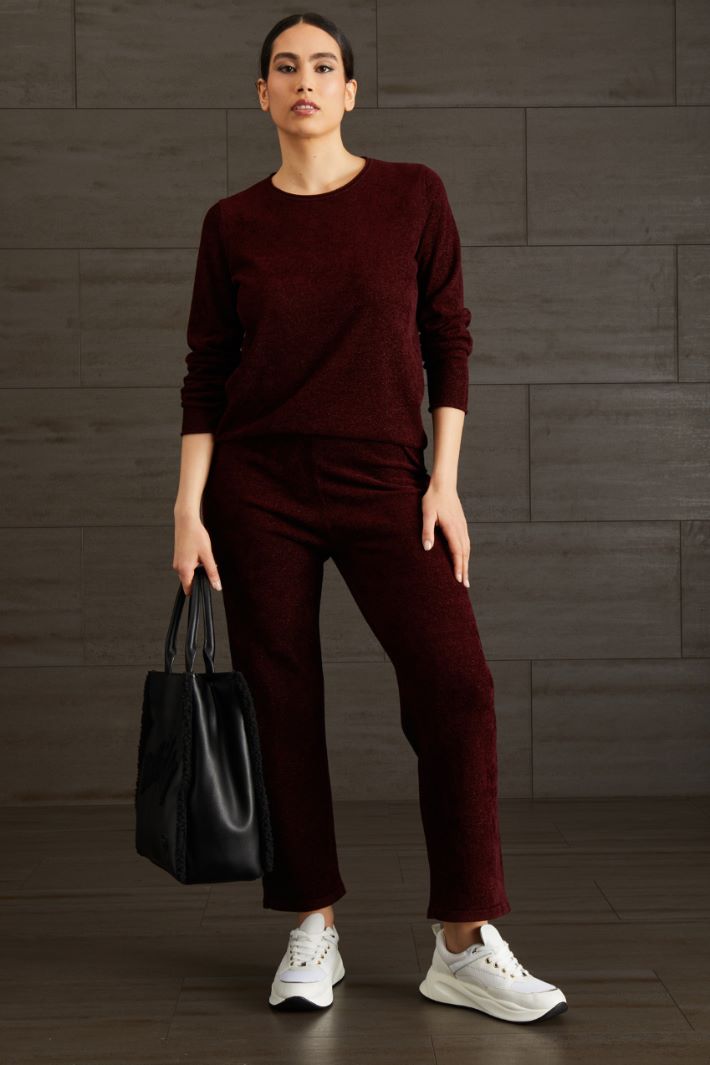 Maglia in ciniglia lamè - BORGOGNA - Fashion Market