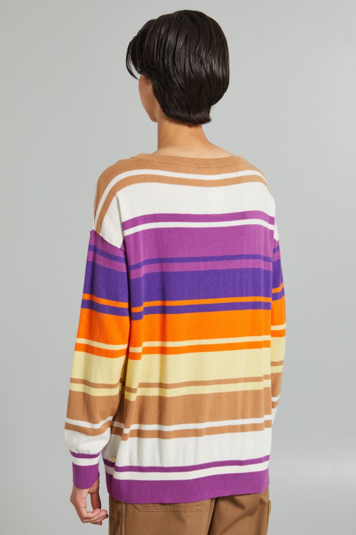 Maglia in cotone e cashmere - CAMMELLO VIOLA GIALLO - Fashion Market - 4