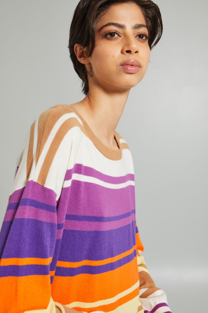 Maglia in cotone e cashmere - CAMMELLO VIOLA GIALLO - Fashion Market - 3