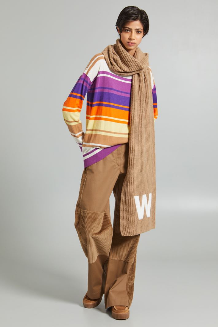 Maglia in cotone e cashmere - CAMMELLO VIOLA GIALLO - Fashion Market