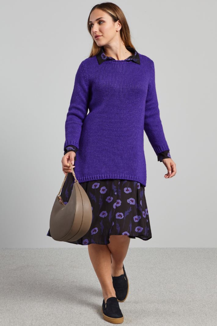 Maglia lunga con spacchi - VIOLA - Fashion Market