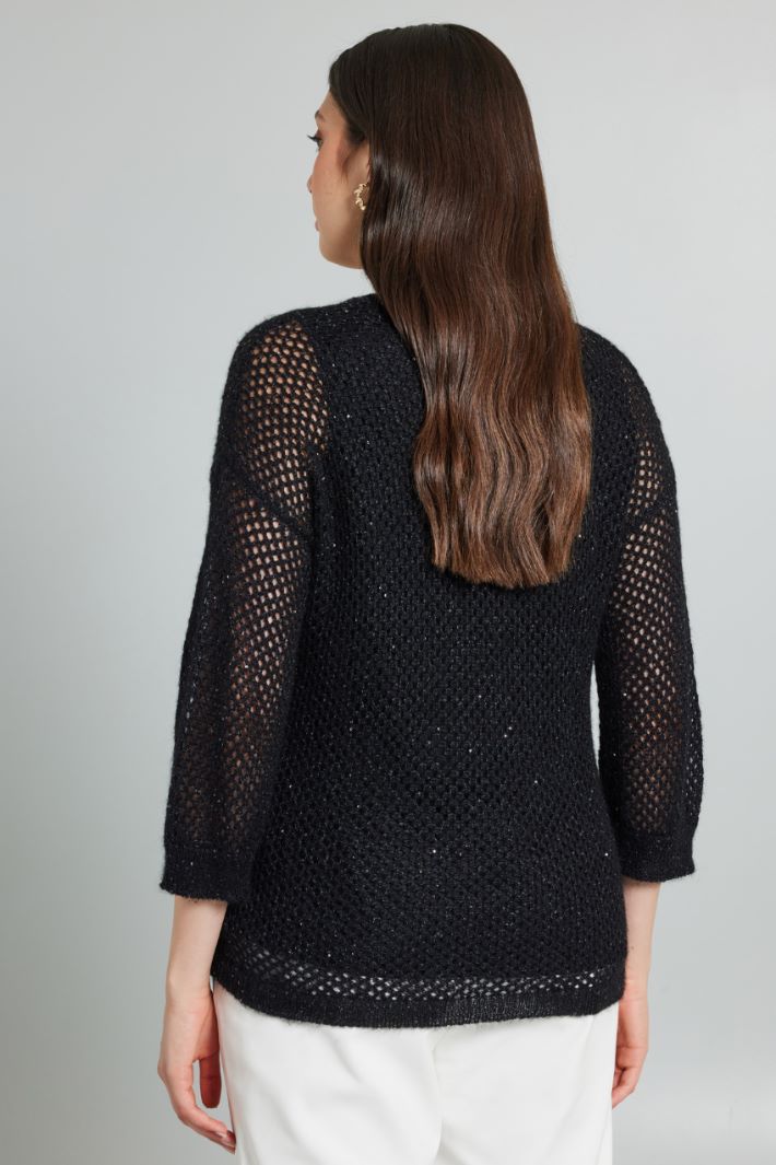 Maglia traforata in alpaca - NERO - Fashion Market - 4