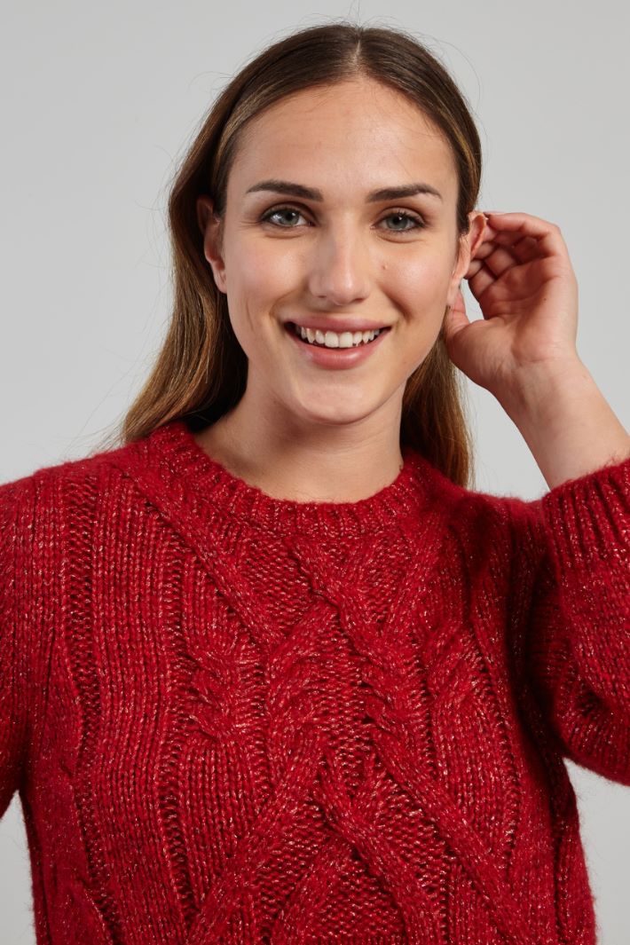 Maglia a rilievo sul davanti - ROSSO - Fashion Market - 3