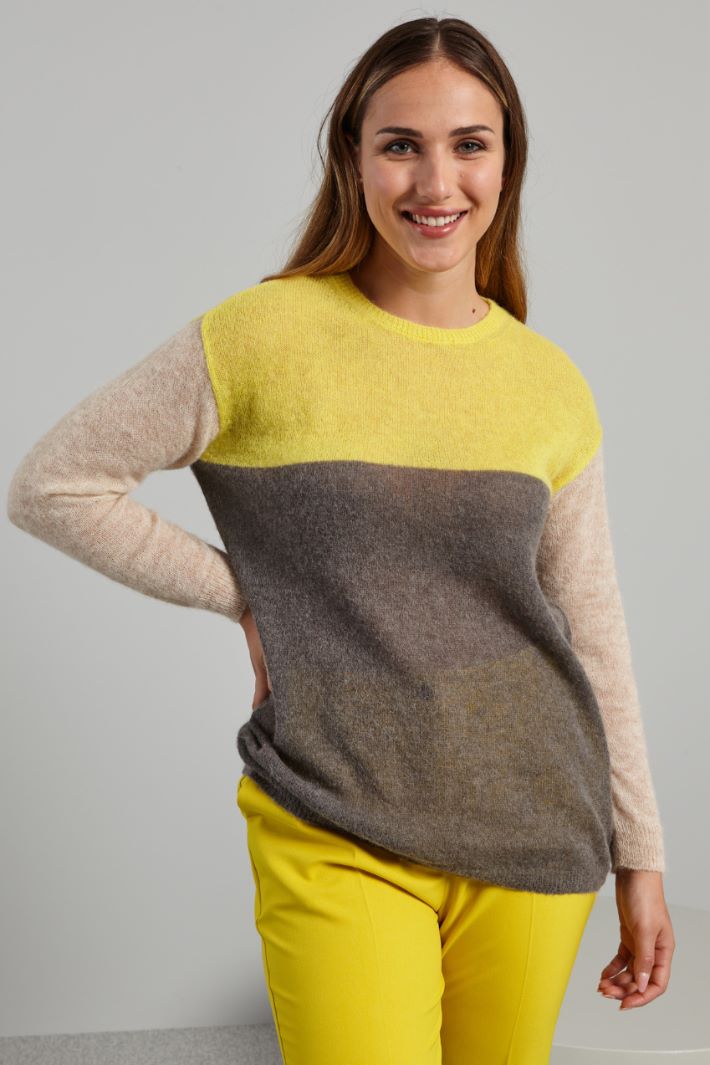 Maglia in alpaca garzato - GIALLO GRIGIO ECRU - Fashion Market