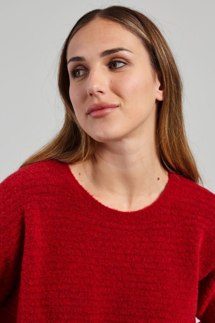 Maglia con inserto bouclè - ROSSO - Fashion Market - 3