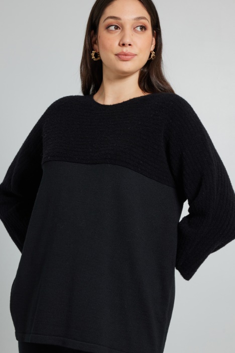 Maglia con inserto bouclè - Fashion Market