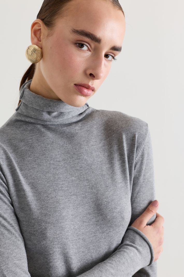 Maglia a collo alto in viscosa - GRIGIO - Fashion Market - 3
