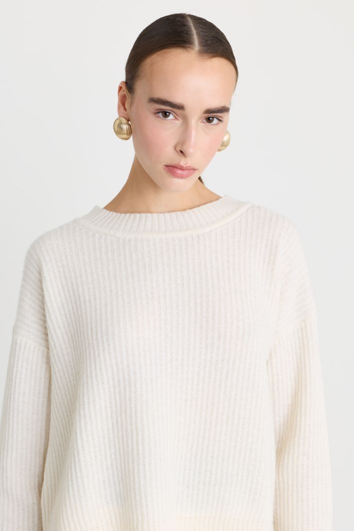 Maglia in lana tecnica con spacchi - BIANCO - Fashion Market - 3