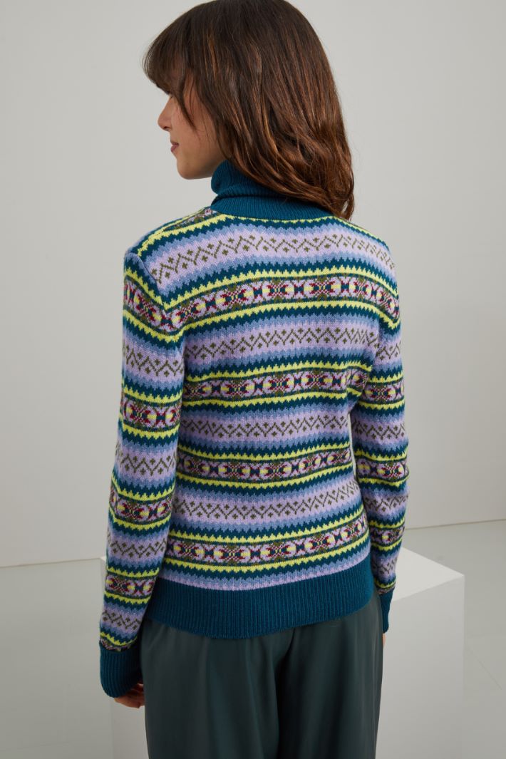 Maglia in lana tinto filo - VERDE SCURO - Fashion Market - 4