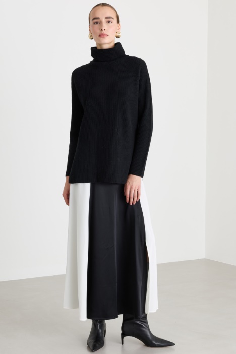 Maglia dolcevita in lana a coste inglesi - Fashion Market
