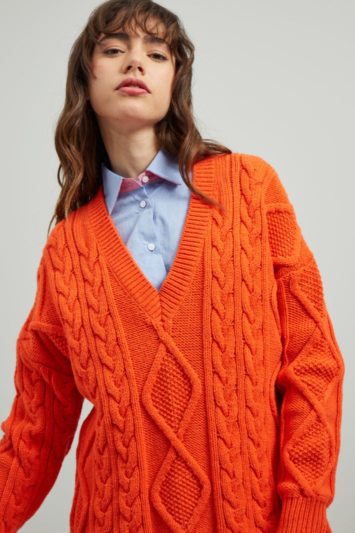 Maglia con scollo a V - ARANCIONE - Fashion Market - 3