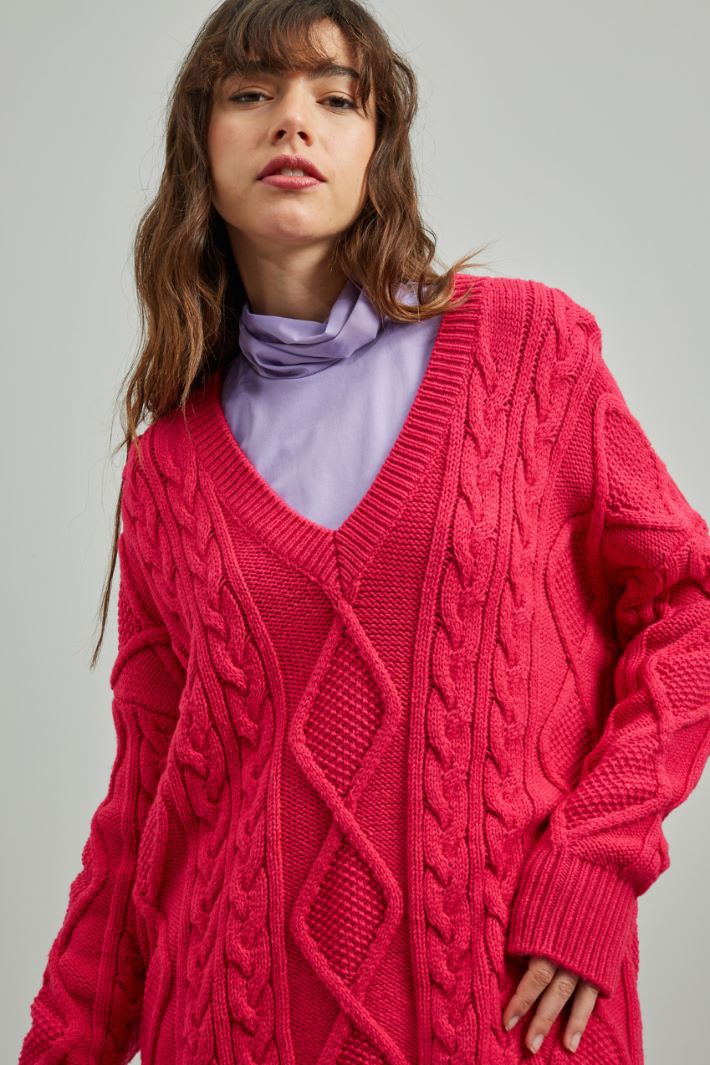 Maglia con scollo a V - FUXIA - Fashion Market - 3