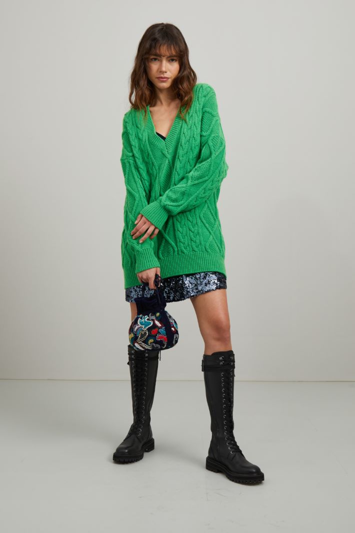 Maglia con scollo a V - VERDE - Fashion Market