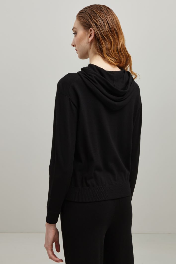 Maglia con cappuccio - NERO - Fashion Market - 4