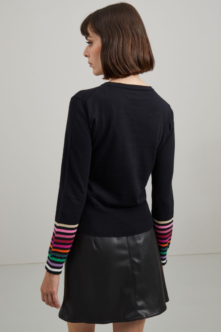 Maglia in cotone - NERO ROSA BEIGE - Fashion Market - 4