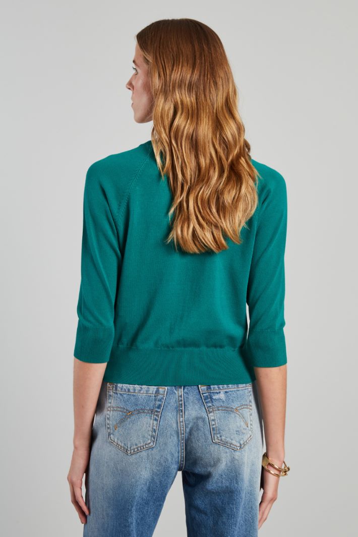 Maglia con bottoni in metallo - VERDE SMERALDO - Fashion Market - 4