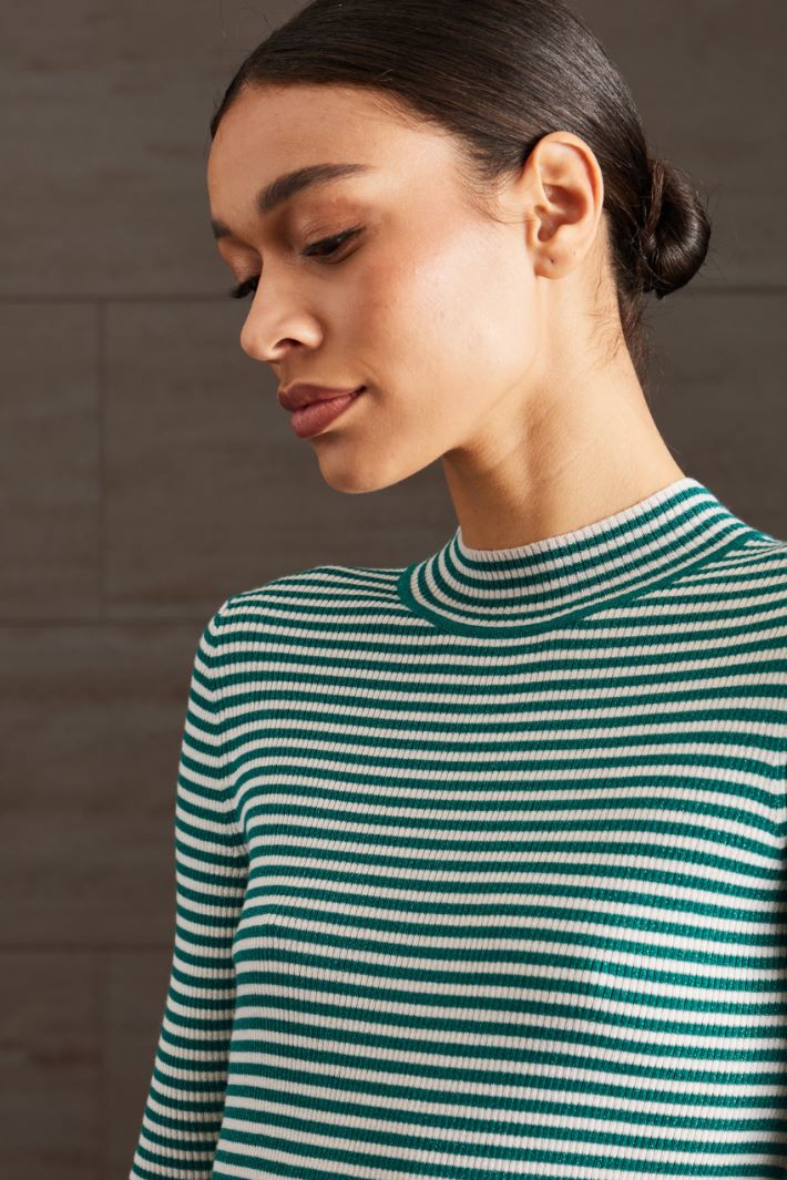 Maglia in lana lamè - VERDE SMERALDO BIANCO - Fashion Market - 3