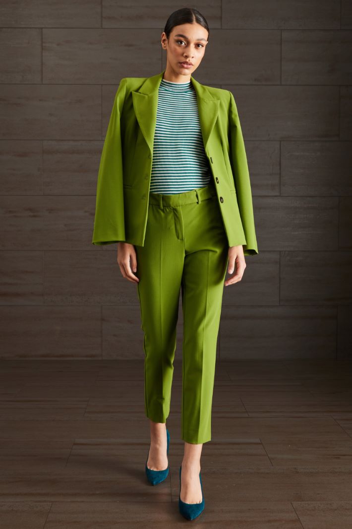 Maglia in lana lamè - VERDE SMERALDO BIANCO - Fashion Market